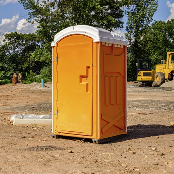 how often are the portable restrooms cleaned and serviced during a rental period in East Dunseith